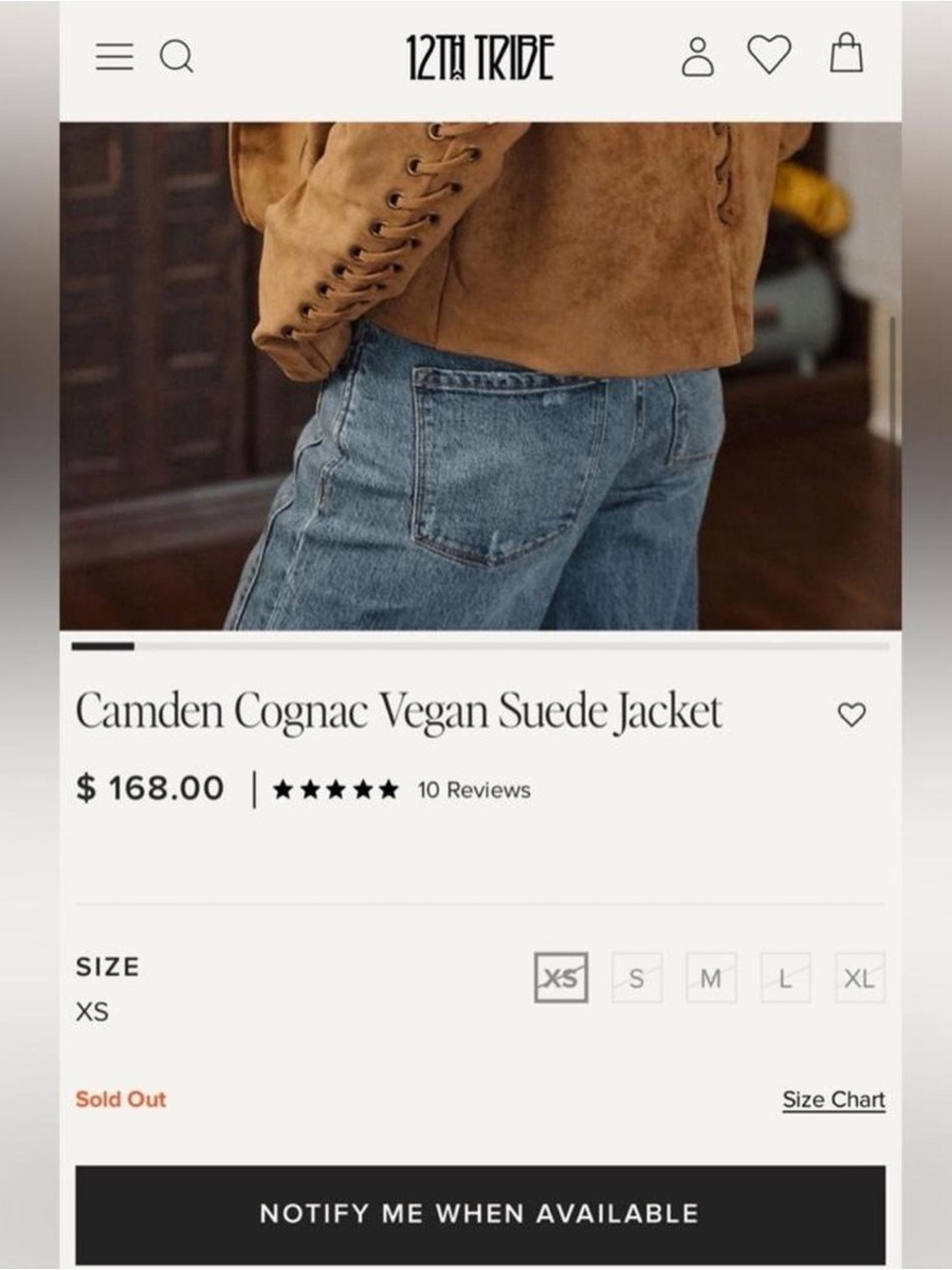 NWT 12th Tribe Camden Cognac Vegan Suede Jacket - Picture 5 of 5